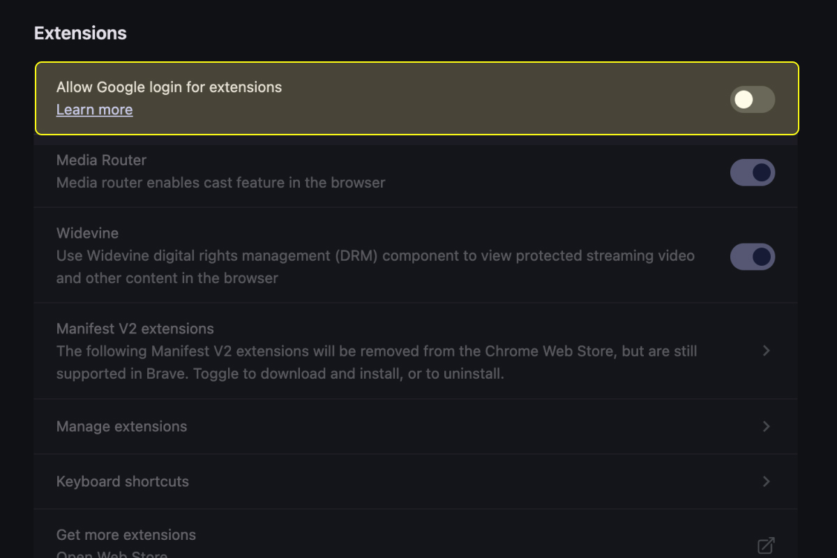 Chrome extension settings